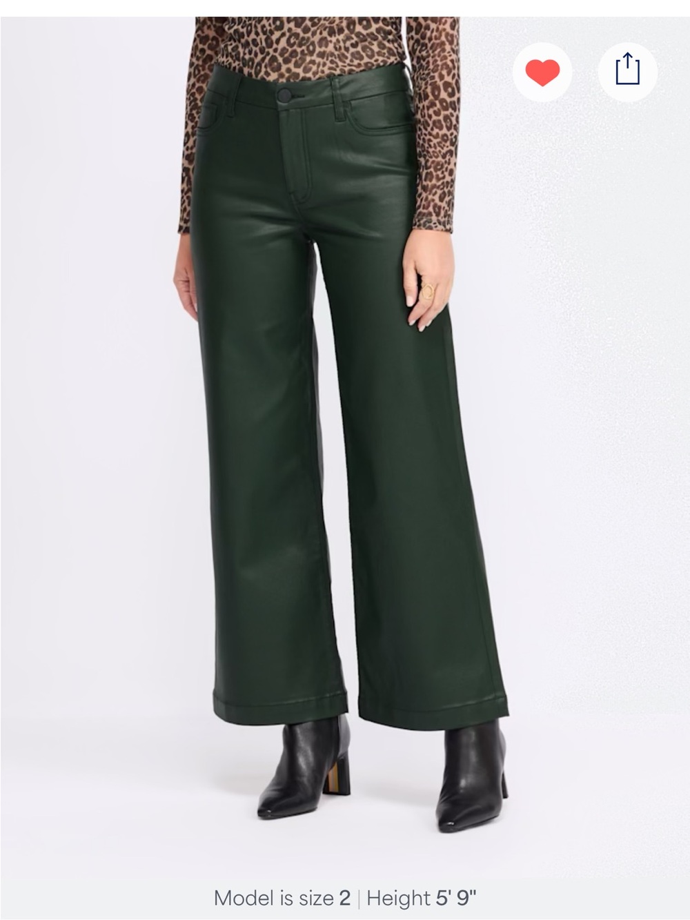 Kut from the Kloth Dark Green Wide-Leg Faux Leather Pants